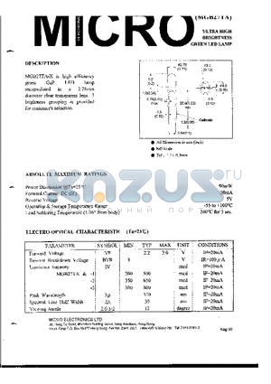 MGB27TA-X datasheet - ULTRA HIGH BRIGHTNESS GREEN LED LAMP