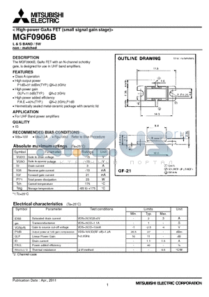 MGF0906B_11 datasheet - High-power GaAs FET (small signal gain stage)