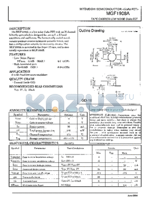 MGF1908A datasheet - TAPE CARRIER LOW NOISE GaAs FET