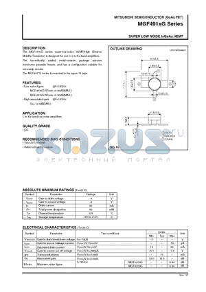 MGF4919G datasheet - SUPER LOW NOISE InGaAs HEMT