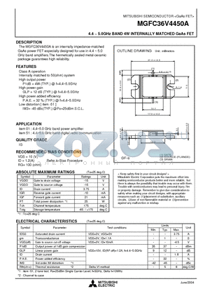 MGFC36V4450A datasheet - 4.4 ~ 5.0GHz BAND 4W INTERNALLY MATCHED GaAs FET