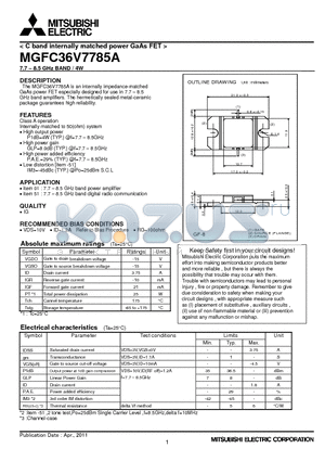 MGFC36V7785A_11 datasheet - C band internally matched power GaAs FET