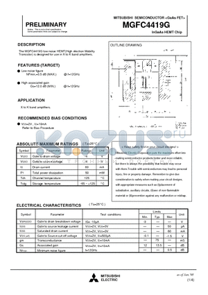 MGFC4419G datasheet - InGaAs HEMT Chip