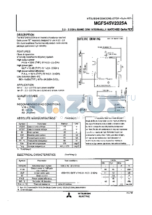 MGFS45V2325A datasheet - 2.3 - 2.5GHz BAND 32W INTERNALLY MATCHD GaAs FET