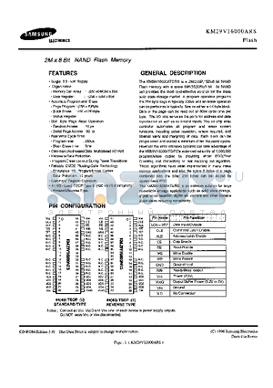 KM29V16000ARS datasheet - 2M X 8 BIT NAN FLASH MEMORY