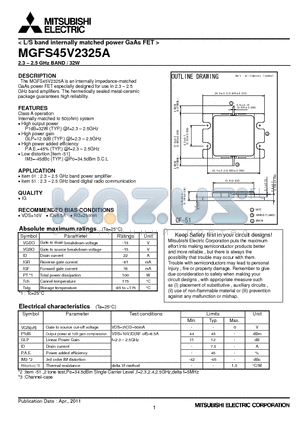 MGFS45V2325A datasheet - 2.3-2.5 GHz BAND / 32W