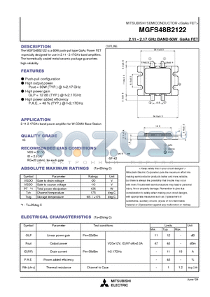 MGFS48B2122 datasheet - 2.11 - 2.17 GHz BAND 60W GaAs FET