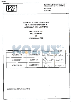 MGLS128128-29C datasheet - SPECIFICATION OF LCD MODULE TYPE