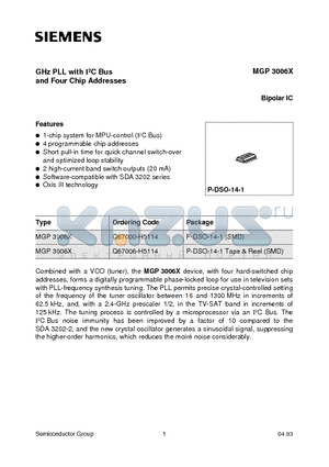 MGP3006 datasheet - GHz PLL with I2C Bus and Four Chip Addresses