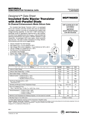 MGP7N60ED datasheet - Insulated Gate Bipolar Transistor withr Anti-Parallel Diode