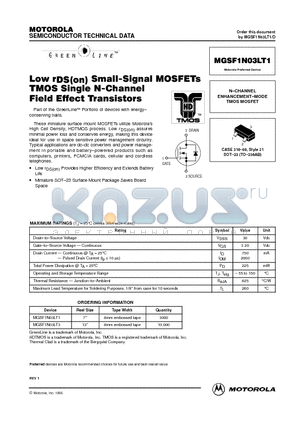 MGSF1N03LT1 datasheet - N-CHANNEL ENHANCEMENT-MODE TMOS MOSFET