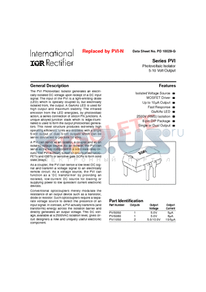 PVI1050 datasheet - Photovoltaic Isolator 5-10 Volt Output