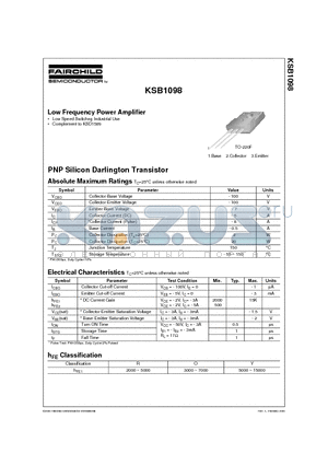 KSB1098 datasheet - Low Frequency Power Amplifier