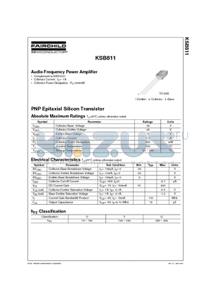 KSB811 datasheet - PNP Epitaxial Silicon Transistor