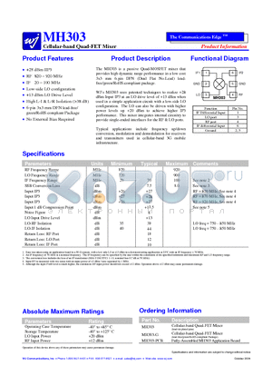 MH303-PCB datasheet - Cellular-band Quad-FET Mixer