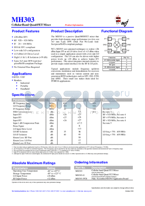 MH303-RFID datasheet - Cellular-Band Quad-FET Mixer