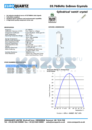 MH32768A datasheet - 3x8mm Crystals