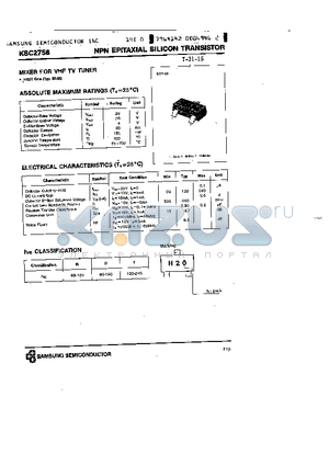 KSC2756 datasheet - NPN (MIXER FOR VHF TV TUNER)