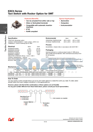KSC5 datasheet - Tact Switch with Rocker Option for SMT