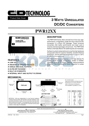 PWR1214 datasheet - 3 WATT UNREGULATED DC/DC CONVERTERS
