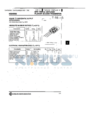 KSD5005 datasheet - NPN (COLOR TV HORIZONTAL OUTPUT APPLICATIONS)