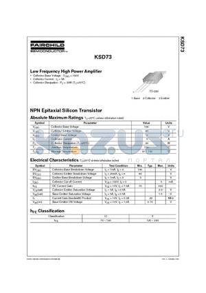 KSD73Y datasheet - Low Frequency High Power Amplifier