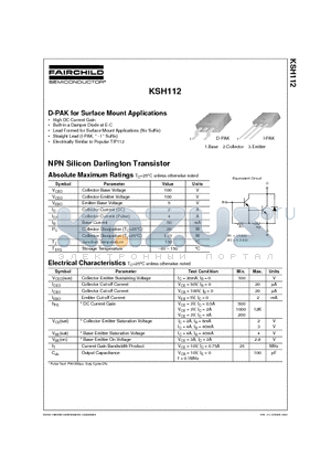 KSH112-I datasheet - D-PAK for Surface Mount Applications