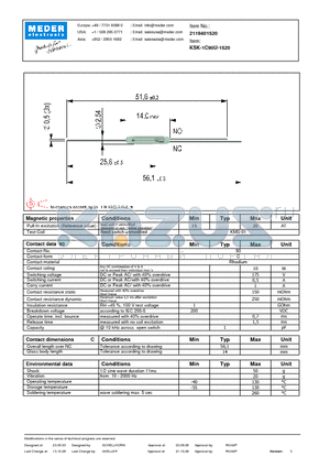 KSK-1C90U-1520 datasheet - KSK-REED SWITCHES