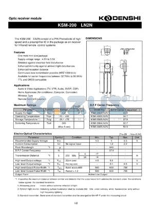 KSM-2001LN2N datasheet - Optic receiver module