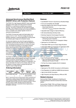 PX3511D datasheet - Advanced Synchronous Rectified Buck MOSFET Driver with Protection Features