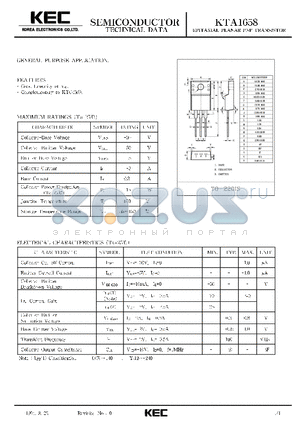 KTA1658 datasheet - EPITAXIAL PLANAR PNP TRANSISTOR (GENERAL PURPOSE)