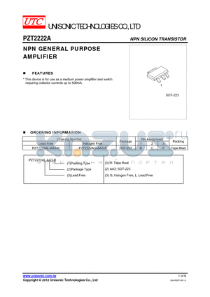 PZT2222A_12 datasheet - NPN GENERAL PURPOSE AMPLIFIER