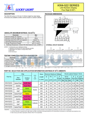 KW4-522C3 datasheet - LED Numeric Display Four Digit (0.52