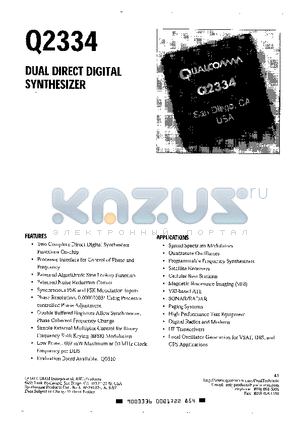 Q2334 datasheet - Dual Direct Digital Synthesizer