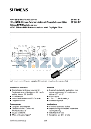 Q62702-P85-S4 datasheet - NPN-Silizium-Fototransistor NEU: NPN-Silizium-Fototransistor mit Tageslichtsperrfilter