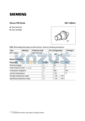 Q62702-X146 datasheet - Silicon PIN Diode (Fast switching Coax package)