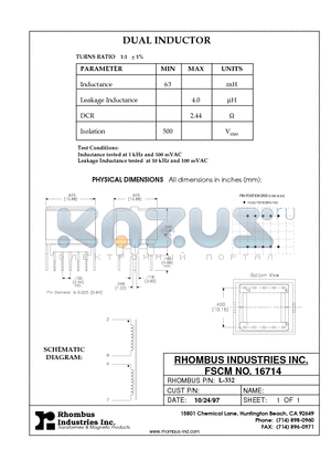 L-332 datasheet - DUAL INDUCTOR