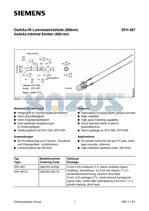 Q62703-Q2174 datasheet - GaAIAs-IR-Lumineszenzdiode 880nm GaAIAs Infrared Emitter 880 nm