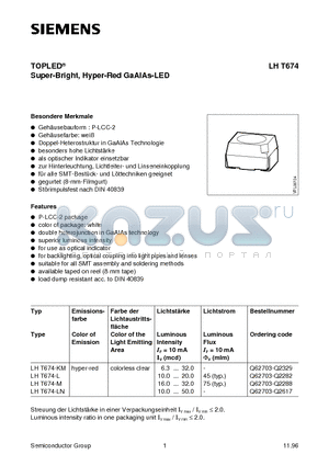 Q62703-Q2617 datasheet - TOPLED Super-Bright, Hyper-Red GaAIAs-LED