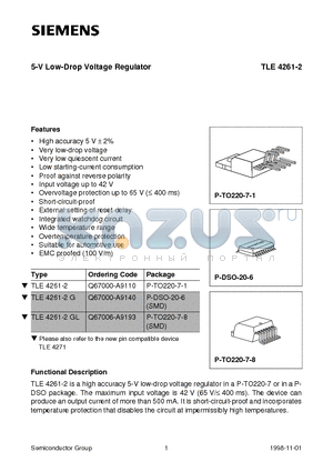 Q67006-A9193 datasheet - 5-V Low-Drop Voltage Regulator