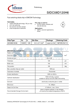Q67050-A4110 datasheet - Fast switching diode chip in EMCON-Technology