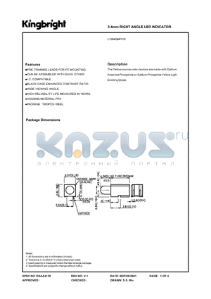 L1384QMP datasheet - 3.4 MM RIGHT ANGLE LED INDICATOR