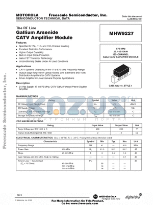 MHW9227 datasheet - GALLIUM ARSENIDE CATV AMPLIFIER MODULE