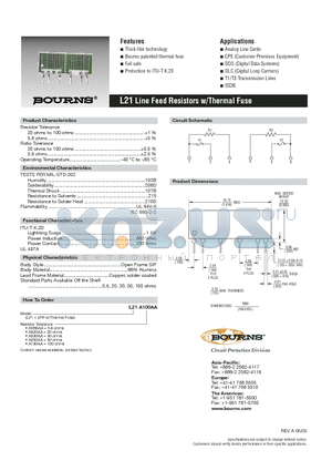 L21A100AA datasheet - Line Feed Resistors w/Thermal Fuse
