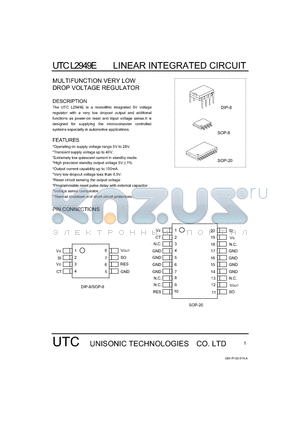 L2949E datasheet - LINEAR INTEGRATED CIRCUIT