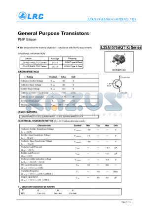 L2SA1576AQLT1G datasheet - General Purpose Transistors PNP Silicon