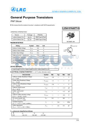 L2SA1576AXT1G datasheet - General Purpose Transistors