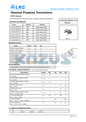 L2SC2412KRLT3G datasheet - General Purpose Transistors NPN Silicon