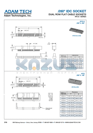 HFCS-20 datasheet - .050 IDC SOCKET DUAL ROW FLAT CABLE SOCKETS