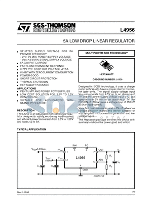 L4956 datasheet - 5A LOW DROP LINEAR REGULATOR